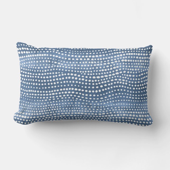 Rectangle Bleu Côte Boho Lumbar Coussin (Recto)