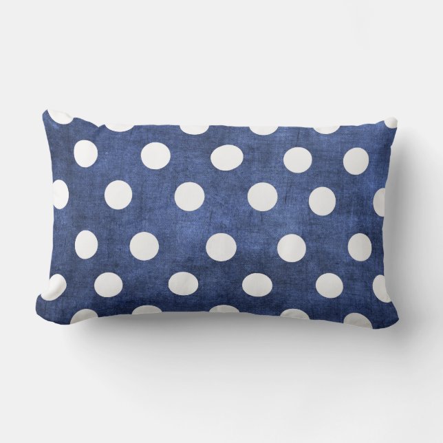Rectangle Bleu de denim avec le coussin lombaire de pois (Recto)