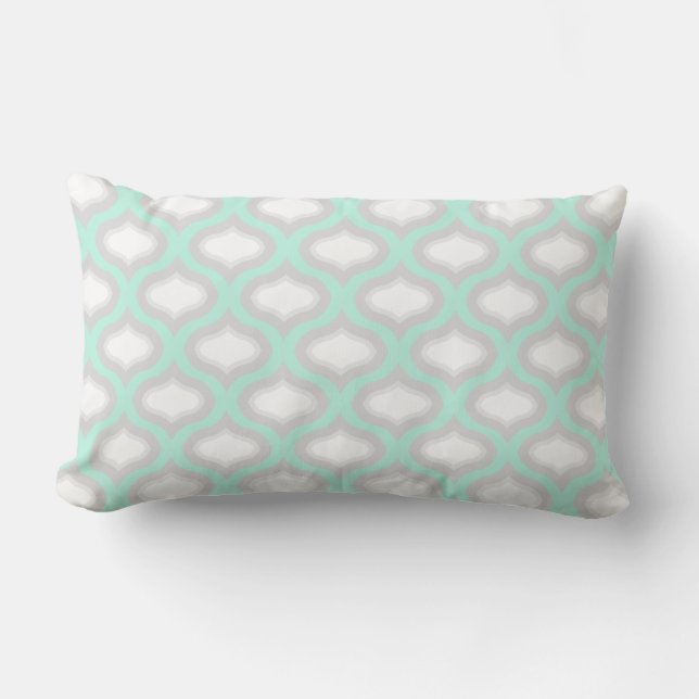 Rectangle Bleu et gris Carreaux Vagues Lumbar Coussin (Recto)