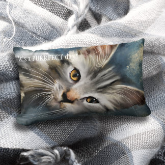 Rectangle Bleu gris foncé Tabby Coussin de chat