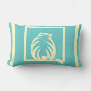 Rectangle bleu turquoise et crème CATS coussin moderne