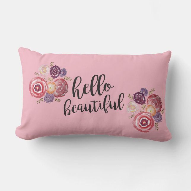 Rectangle Bonjour Beau Coussin Fleur (Recto)