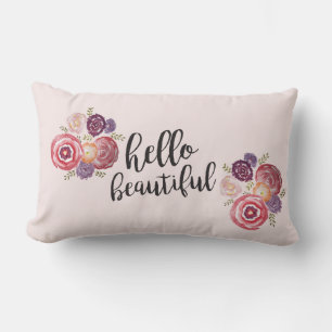 Rectangle Bonjour Beau Coussin Fleur