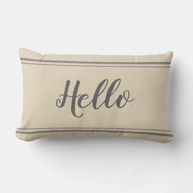 Rectangle Bonjour Grey et Coussin beige (Recto)