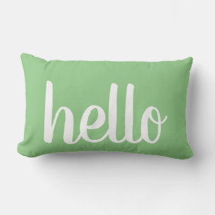 Rectangle Bonjour Mint Green Typographie Lumbar Coussin