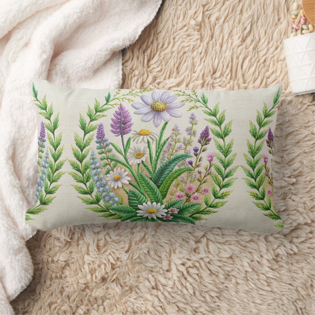 Rectangle Broderie du jardin de printemps Design Coussin - C (Couverture)