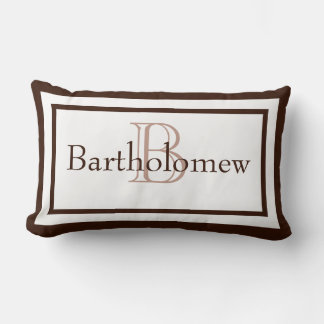 Rectangle Brown et blanc Nom de Monogramme Garde Coussin