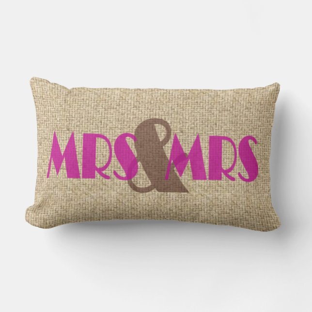 Rectangle Burlap rose mrs mrs mariage coussin décorative (Recto)
