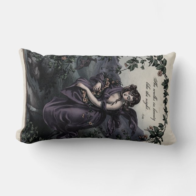 Rectangle Byron "She Walk in Beauty" Coussin d'art victorien (Recto)