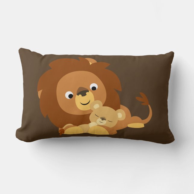 Rectangle Caricature adorable Lion Papa et Coussin d'enfant (Recto)