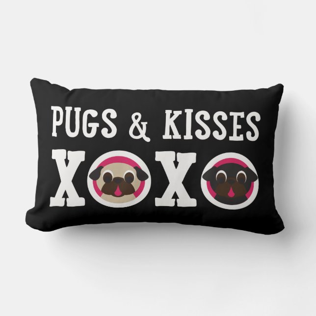 Rectangle Carlins et coussin lombaire noir des baisers XOXO (Recto)