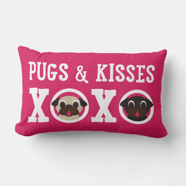 Rectangle Carlins et coussin lombaire rose des baisers XOXO (Recto)