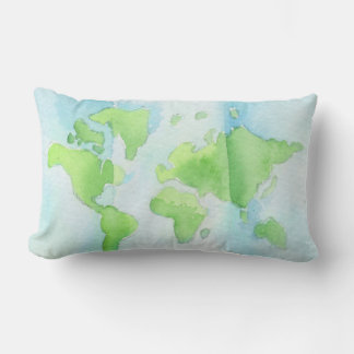 Rectangle Carte du Coussin mondial de l'aquarelle