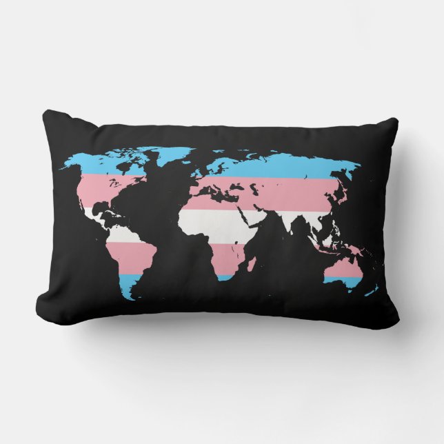 Rectangle Carte du monde Transgenre pride Coussin (Recto)