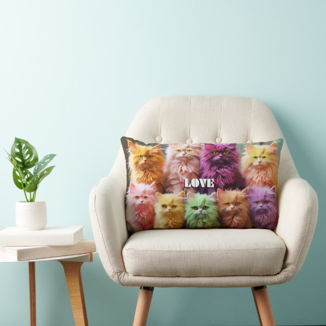 Rectangle Cat Lumbar Coussin pour Amoureux de les chats (Chaise)
