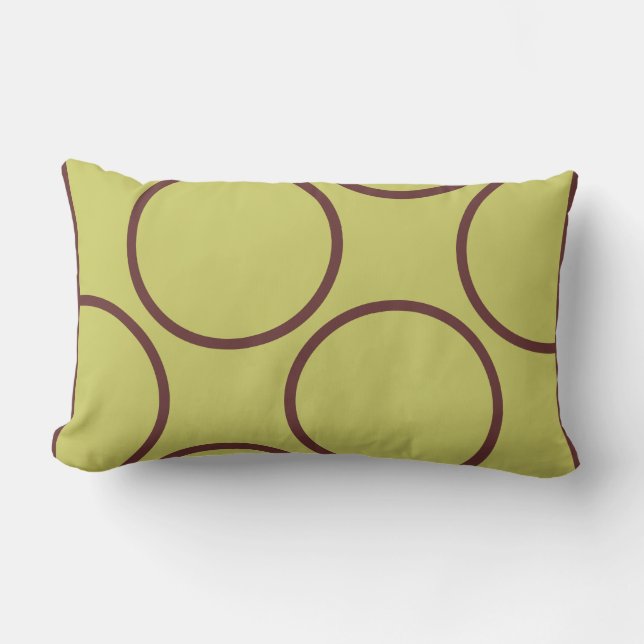 Rectangle cercles marron sur coussin moderne gris vert (Recto)