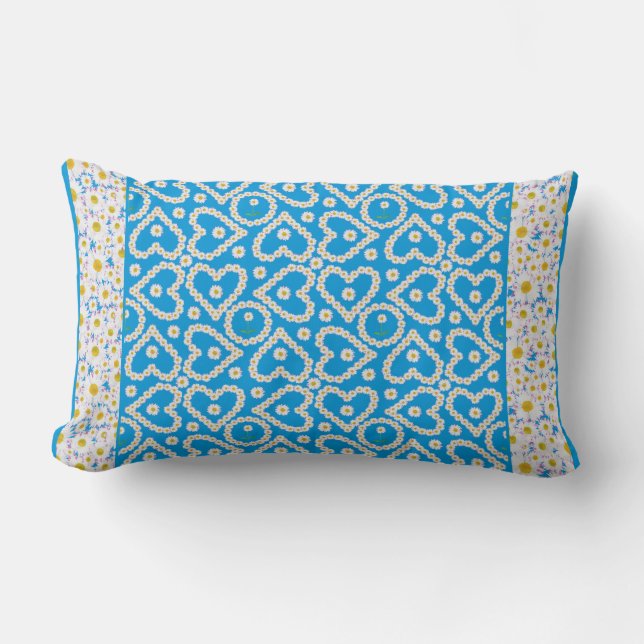 Rectangle Chaînes de marguerite blanche Lumbar Coussin : Mix (Recto)