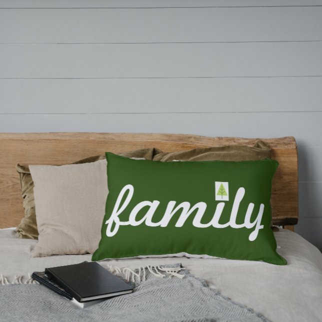 Rectangle Chasseur Green Family Tree Lumbar Coussin (Créateur téléchargé)