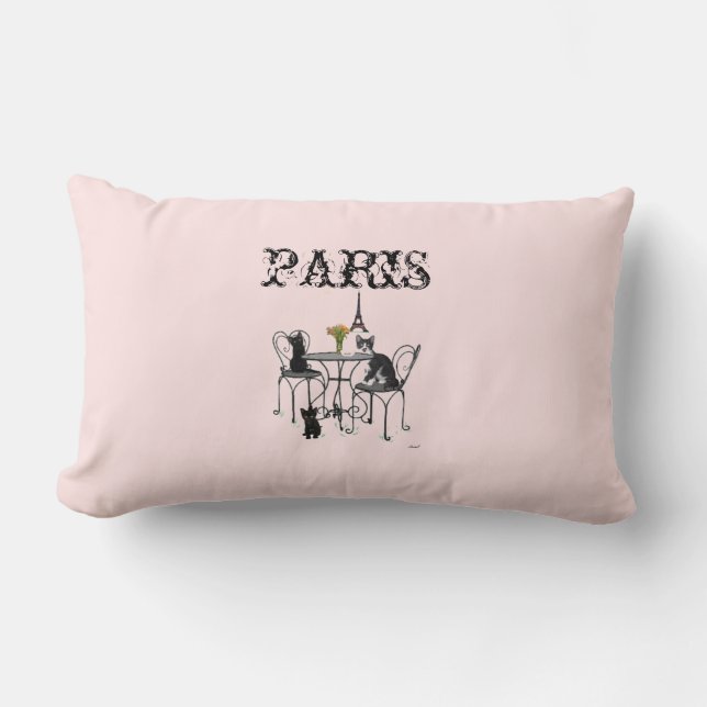 Rectangle Chatons dans le coussin lombaire rose de Paris (Recto)