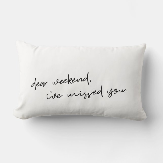 Rectangle Cher Weekend Citation Typographie Coussin noir bla (Recto)