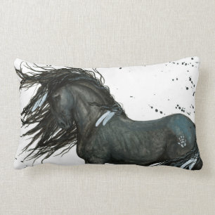 Rectangle Cheval noir par le coussin de Bihrle