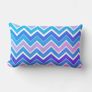 Rectangle Chevron rose et bleu pour impression Coussin Lumba