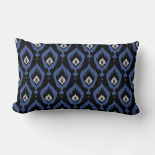 Rectangle chic bleu gris noir coussin ikat