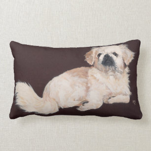 Rectangle Chien blanc Pekingese Coussin