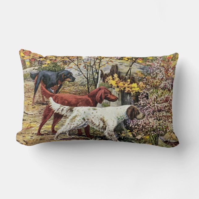 Rectangle Chiens vintages Setter Trio Lumbar Coussin (Recto)