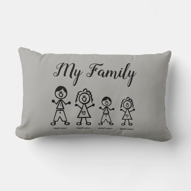 Rectangle Chiffre personnalisé coussin de bâton de famille (Recto)
