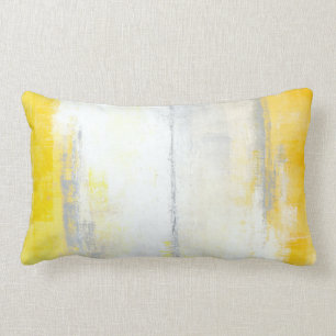 Rectangle "Chiffres" gris et coussin jaune d'art abstrait