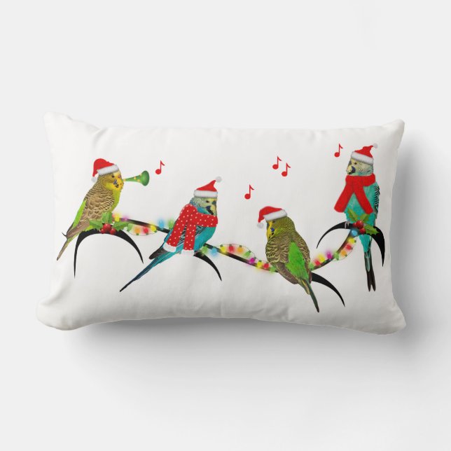 Rectangle Christmas Budgie Frenzy Coussin (choisir la couleu (Recto)