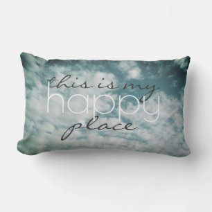 Rectangle citation coussin c'est mon heureux endroit bleu ci