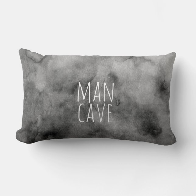 Rectangle citation coussin man cave gris aquarelle design (Recto)
