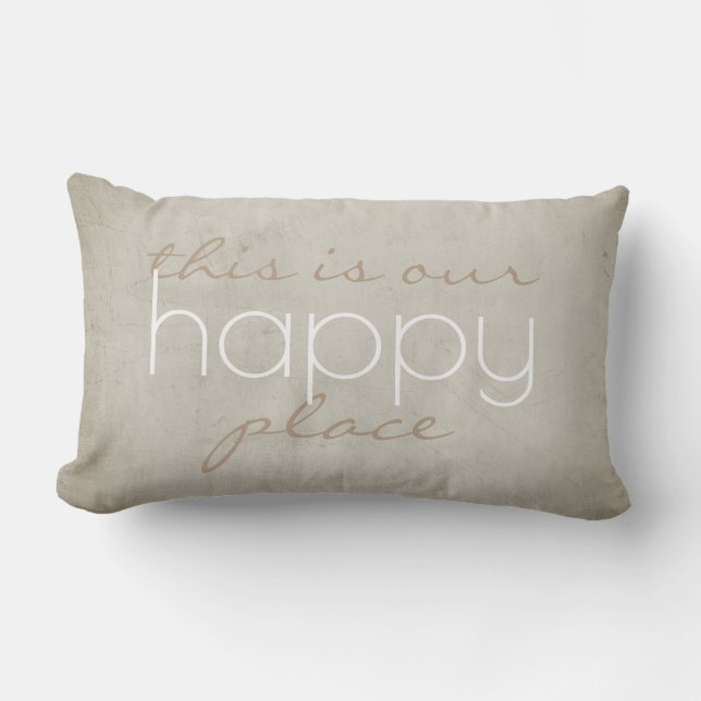 Rectangle citez coussin c'est mon endroit heureux sur tan (Recto)