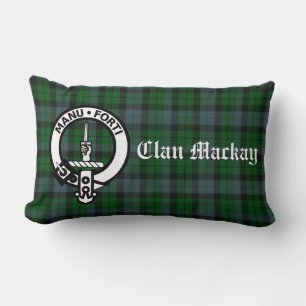 Rectangle Clan Mackay Tartan Crest Lumbar Coussin