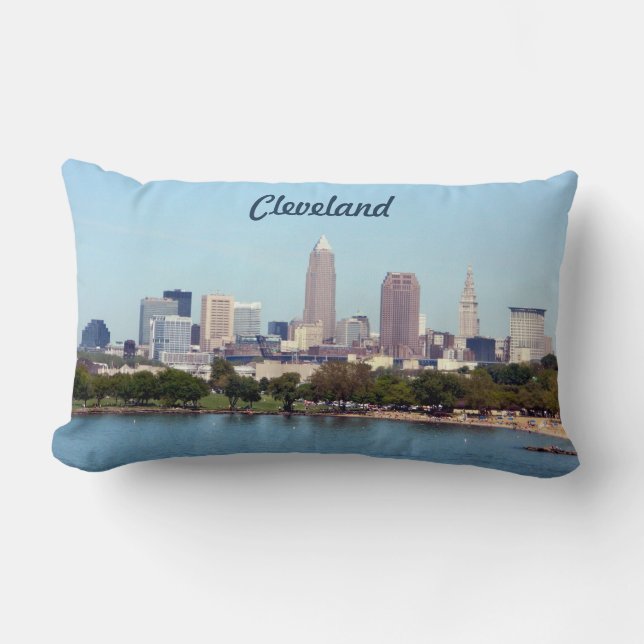 Rectangle Cleveland Ohio Classic Lake Skyline Coussin (Recto)