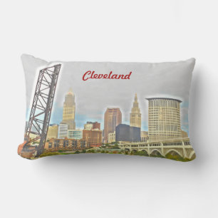 Rectangle Cleveland, Ohio River PhotoPaint Coussin