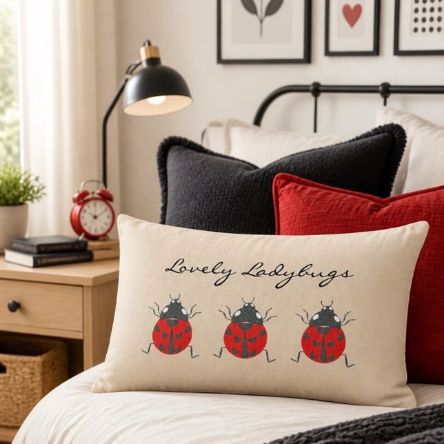 Rectangle Coccinelles | Coussin Lombaire Trio de Coccinelles (Créateur téléchargé)