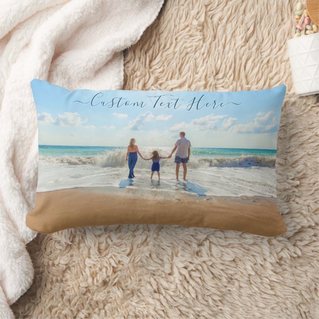 Rectangle Concevez Votre Propre Coussin de Photo avec Texte  (Couverture)