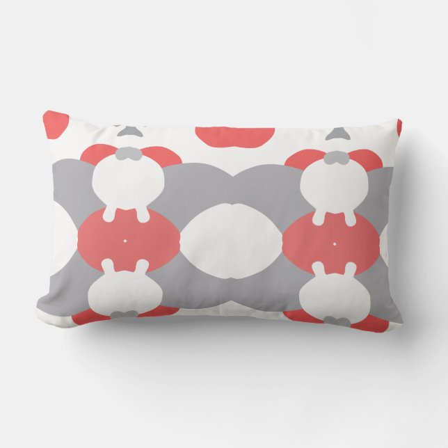 Rectangle Corail Blanc Gris Coussin Motif Drôle et Étrange (Recto)
