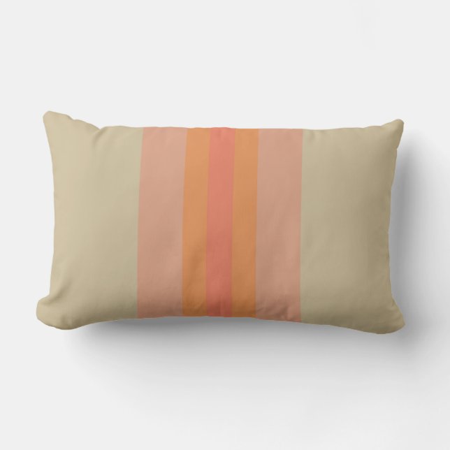 Rectangle Corail moderne Beige rayé Coussin (Recto)