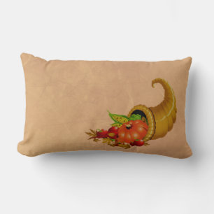 Rectangle Cornucopia Thanksgiving Coussin beige
