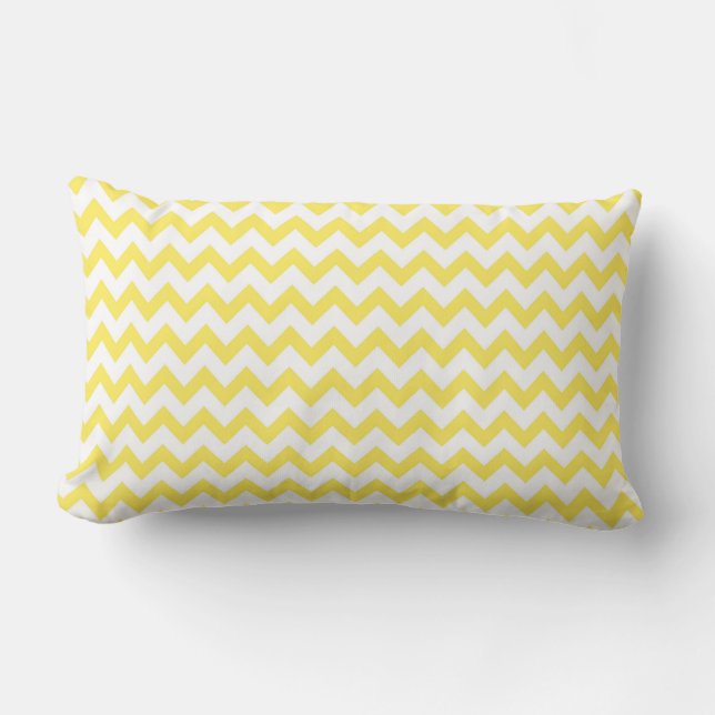 Rectangle Côte Chevron Ancre Lumbar Coussin Marine Jaune (Recto)