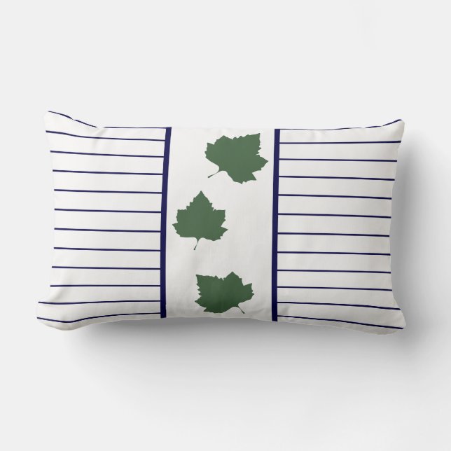 Rectangle Coussin à feuilles vertes pâles Feuilles à bandes  (Recto)