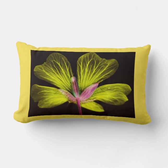 Rectangle Coussin à fleurs jaune et rose (Recto)
