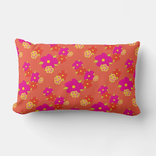 Rectangle Coussin à fleurs orange (Recto)