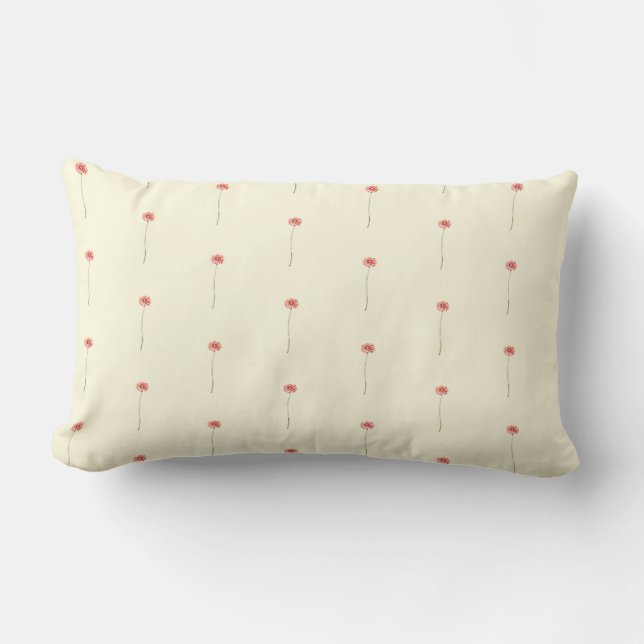 Rectangle Coussin à motif de fleurs de gerbera rouge pâle (Recto)