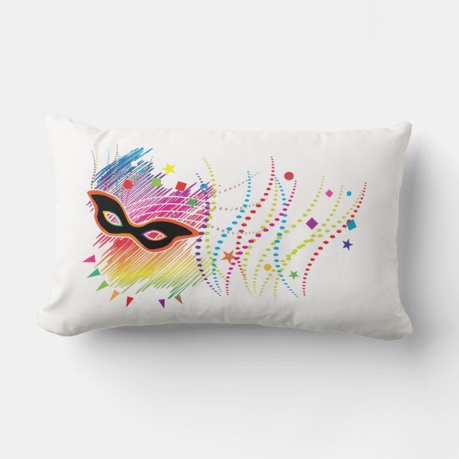 Rectangle coussin à motif de masque coloré (Recto)