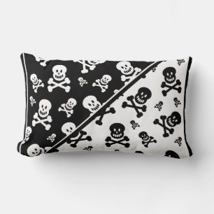 Rectangle Coussin à motifs de crânes noirs et blancs